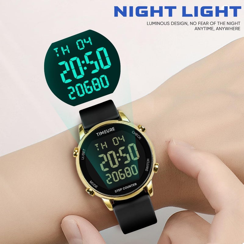 TIMEURE Pedometer Watch for Women, Step Counter for Walking No App/Phone Required Step Counter, Waterproof Fitness Calorie Tracker, Distance Tracking, Alarm, Large Digital Display Watch, TU-2509 - Image 4
